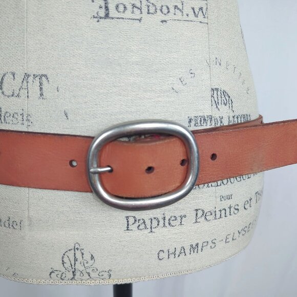 Vintage Lucky Brand Belt Large 36" Tan Leather Patch Stitch - Picture 2 of 11